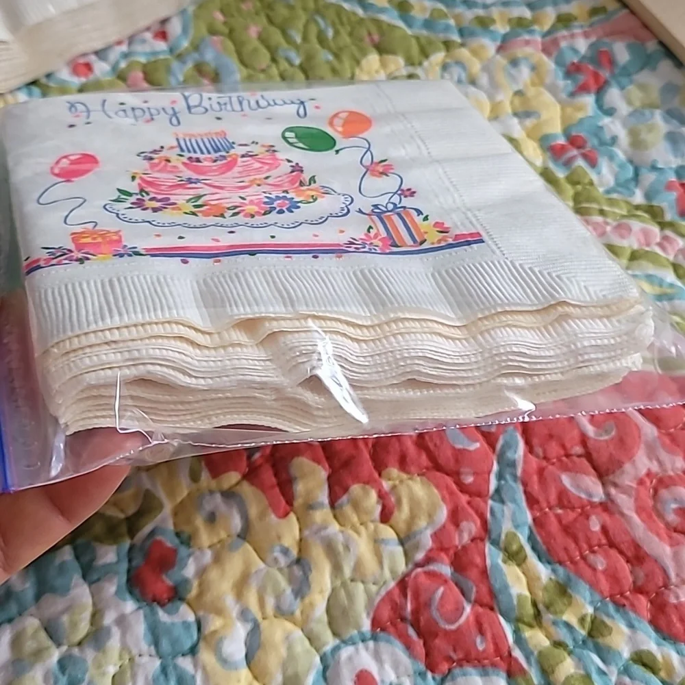 Vintage Colorful Birthday Party Napkins Set